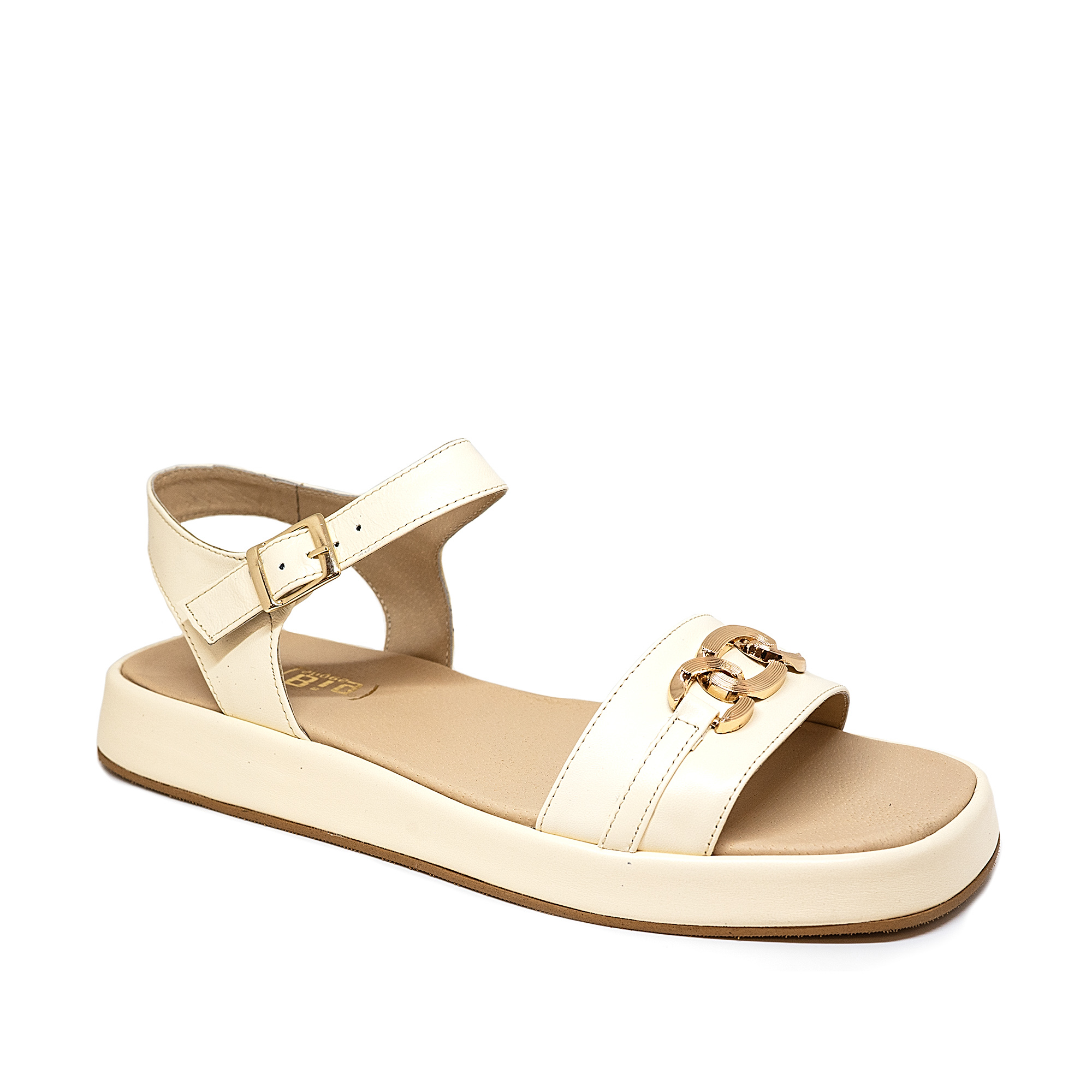 Bigshoes GA0306-02 Δερμάτινo Πέδιλο Κρεμ φωτογραφία